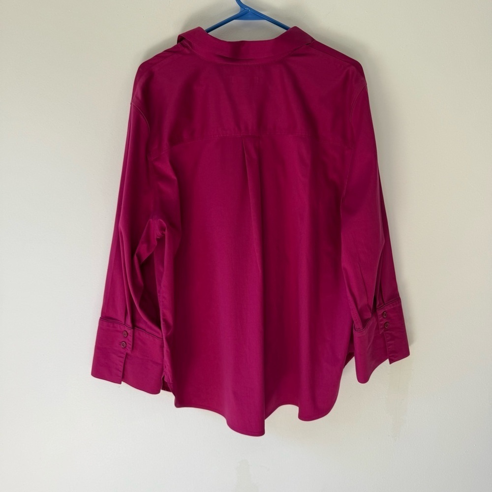 Chico’s Magenta Button-Down Blouse Size 3 (US 18) Long Sleeve Stretch - Picture 6 of 8